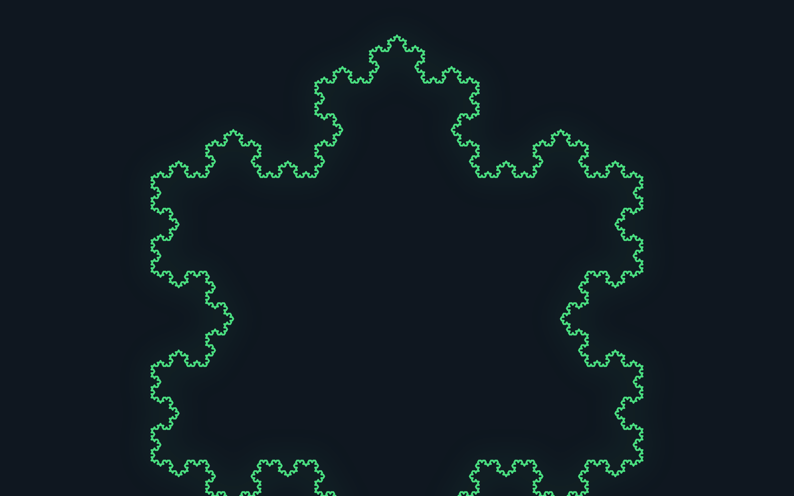 The finalized Von Koch snowflake at step five
